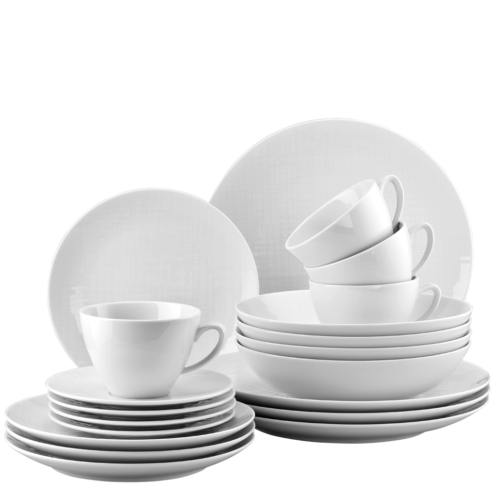 Mesh Weiss Rosenthal Set 20-tlg. für 4 Personen mit Kombitasse