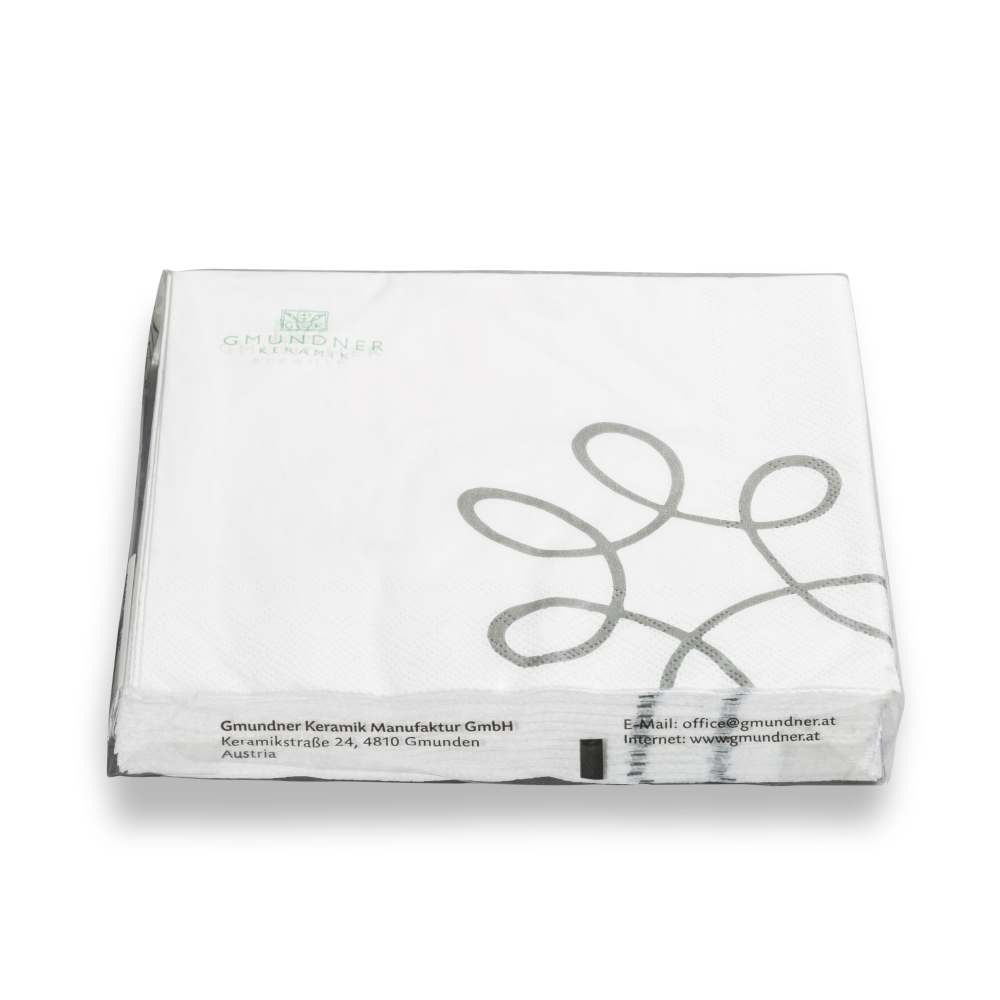 Pur Geflammt Grau, Servietten 3-lg/20Stk, 33x33cm - Gmundner Keramik