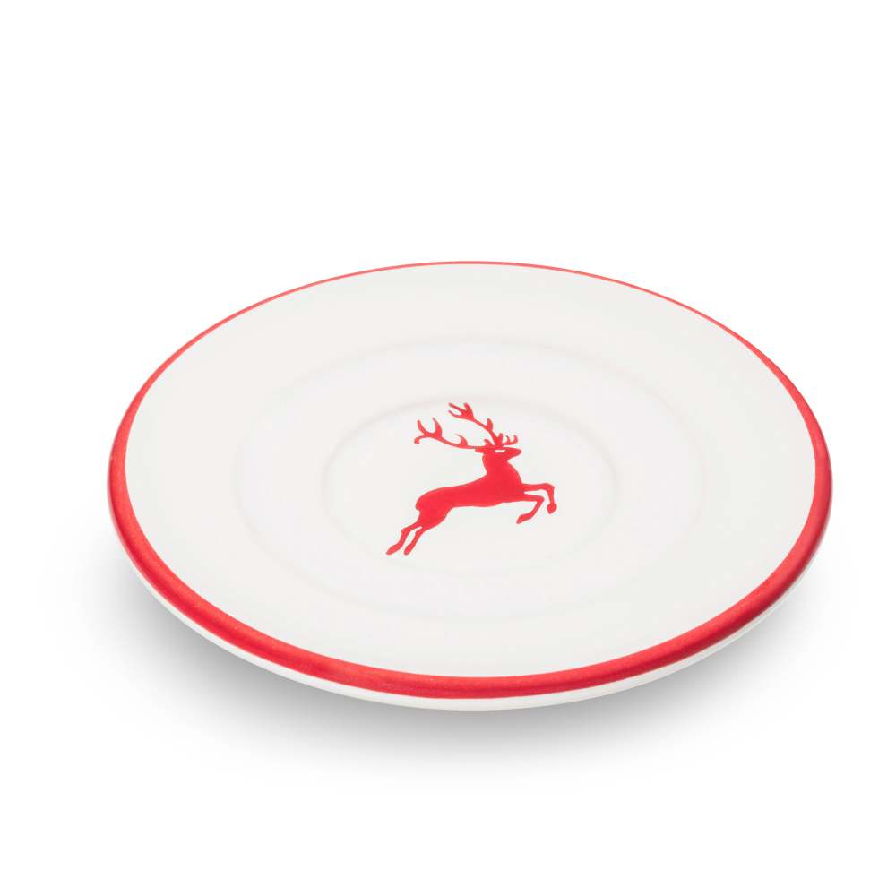 Rubinrot Hirsch, Unterteller Espresso (Ø 11cm) - Gmundner Keramik