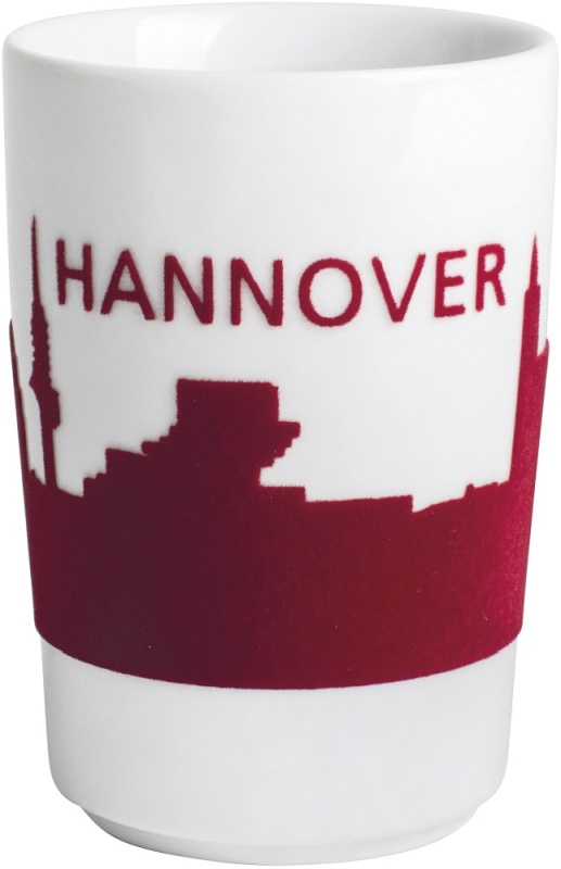 Maxi-Becher 0,35 l bordglasiert touch! Five Senses Skyline touch! Rot Hannover Kahla