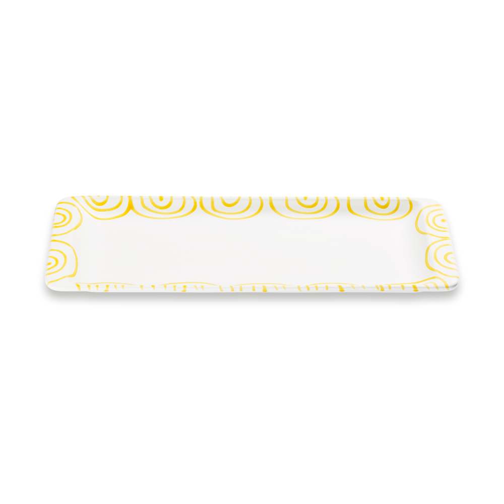 Gelbgeflammt, Stollenplatte 42 x 16 cm - Gmundner Keramik