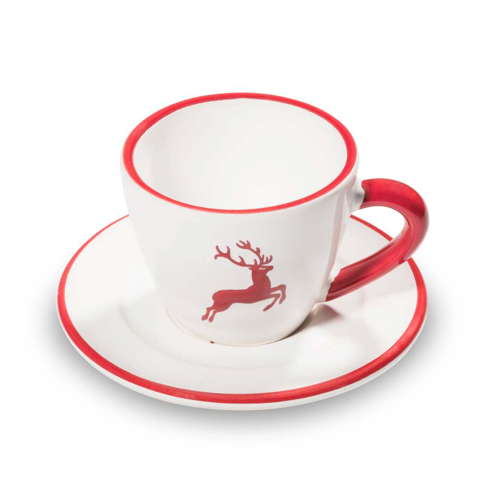 Rubinrot Hirsch, Espresso f.Dich/2tlg.Geschenkkarton - Gmundner Keramik