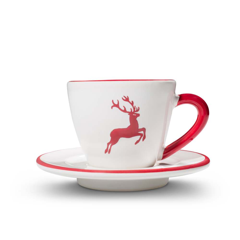 Rubinrot Hirsch, Espresso f.Dich/2tlg.Geschenkkarton - Gmundner Keramik