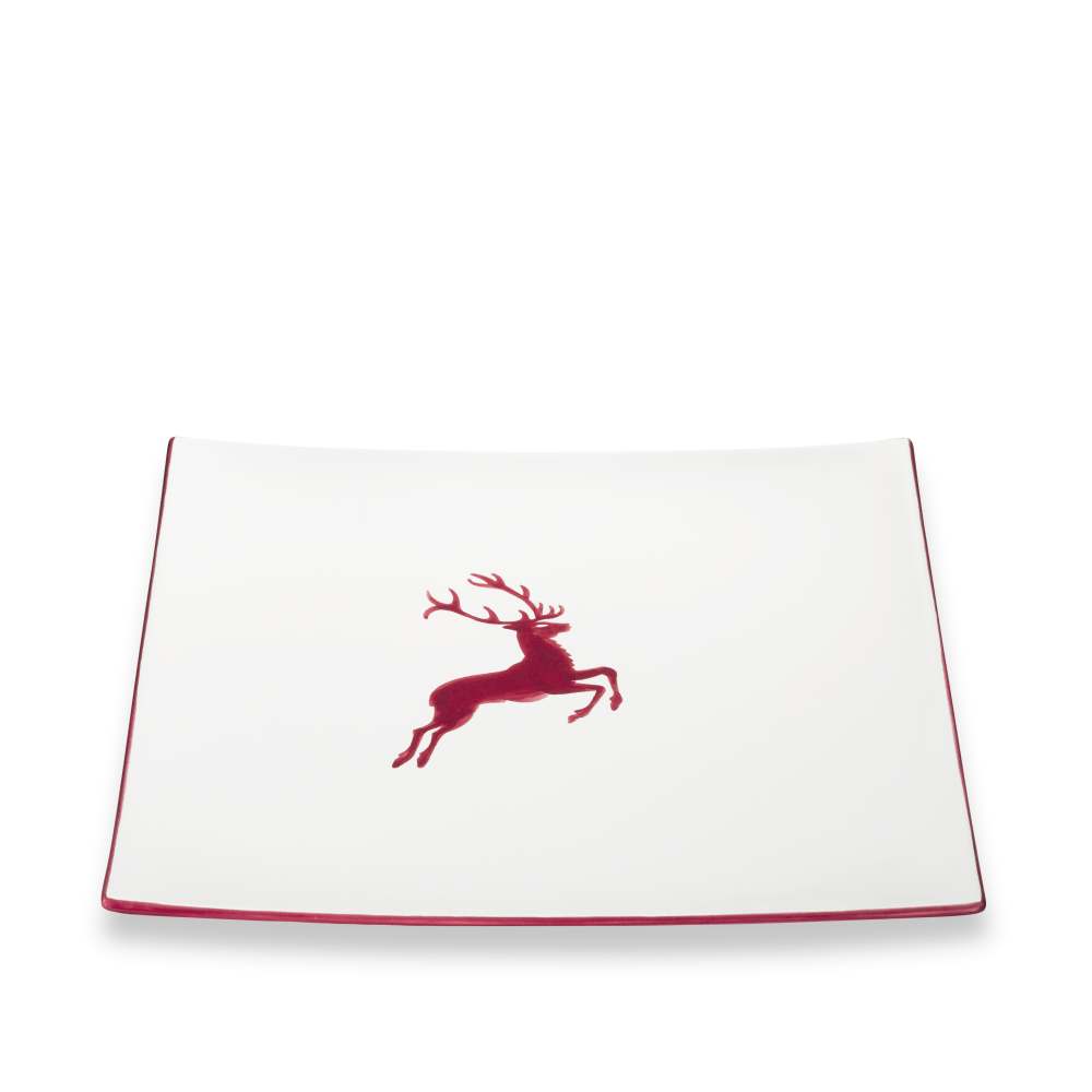 Bordeauxrot Hirsch, Platzteller Trend (31x31cm) - Gmundner Keramik