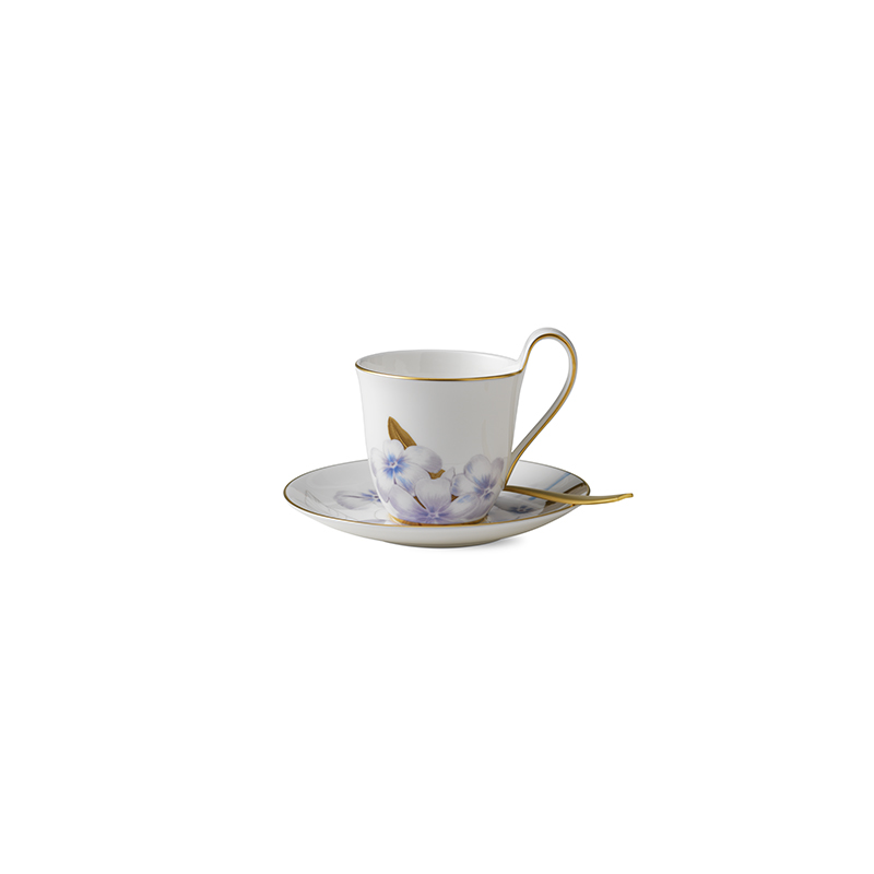 Tasse mit Untertasse mit hohem Henkel - Rhododendron - 270 ml Flora Royal Copenhagen