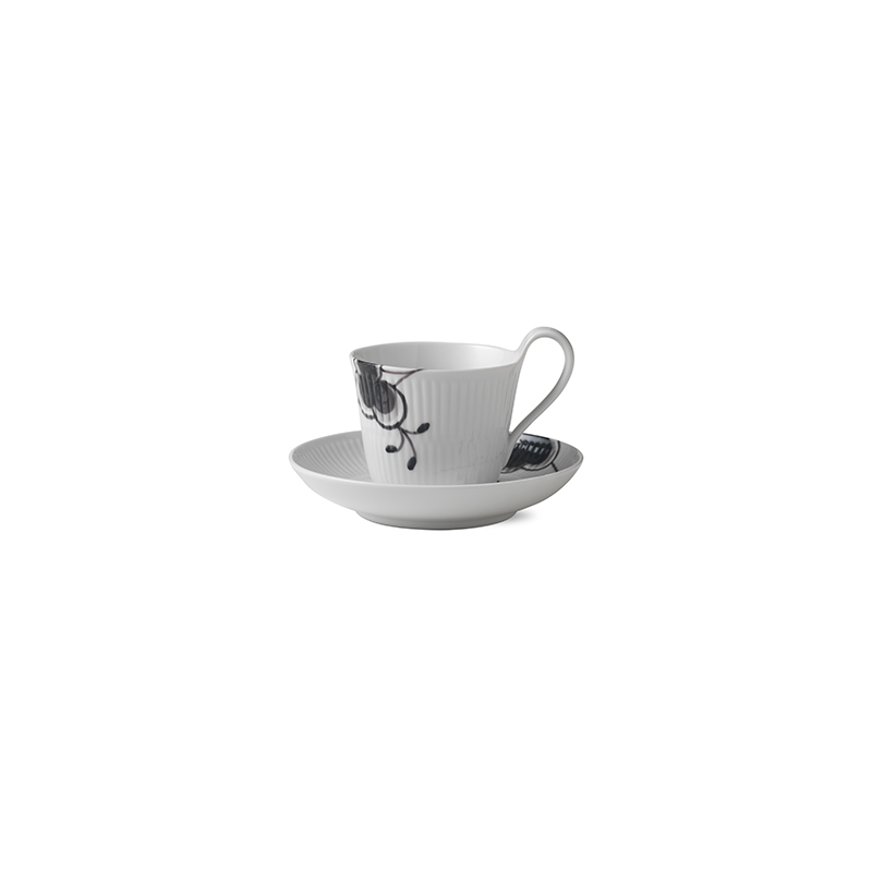 Tasse mit Untertasse mit hohem Henkel - 250 ml Black Fluted Mega Royal Copenhagen