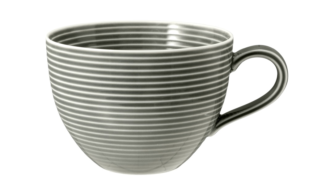 Milchkaffee-Obertasse 0,35 l mit Relief Beat Perlgrau Seltmann Weiden